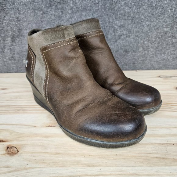 Keen Women Boot Wedge Zip Bootie Size 7.5 Brown Ankle Chukka Pre Owned - Picture 3 of 14